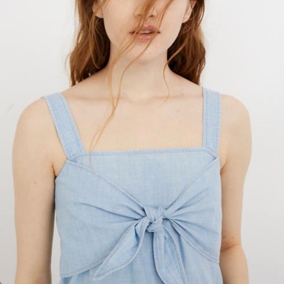 NWT Madewell Denim Tie-Front Cami Top Size 0 - Picture 1 of 8